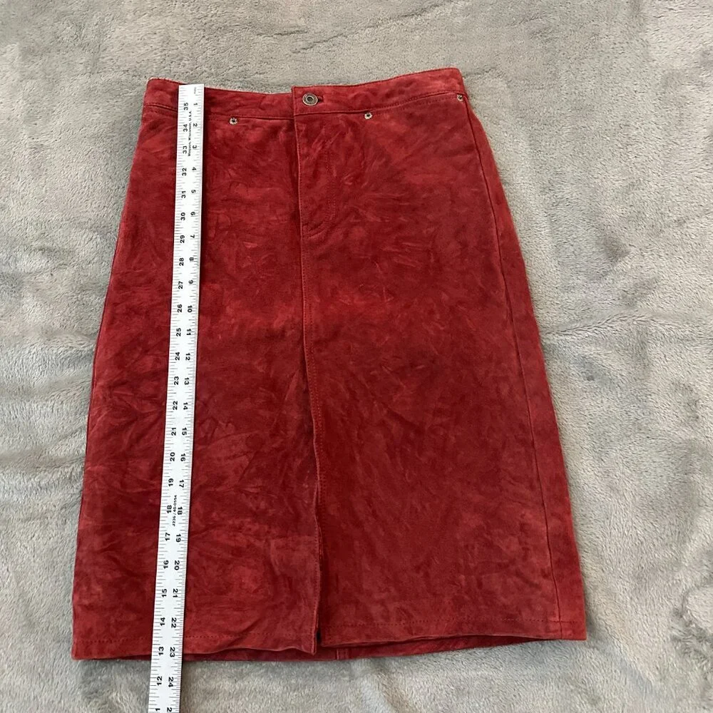 *as is* Vintage Y2K Gap Suede Leather Slit Front Skirt Women's 4 Maroon